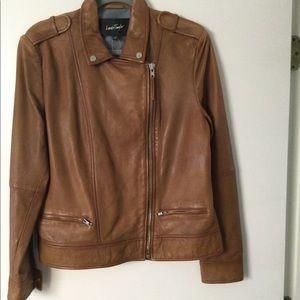 Leather bomber jacket